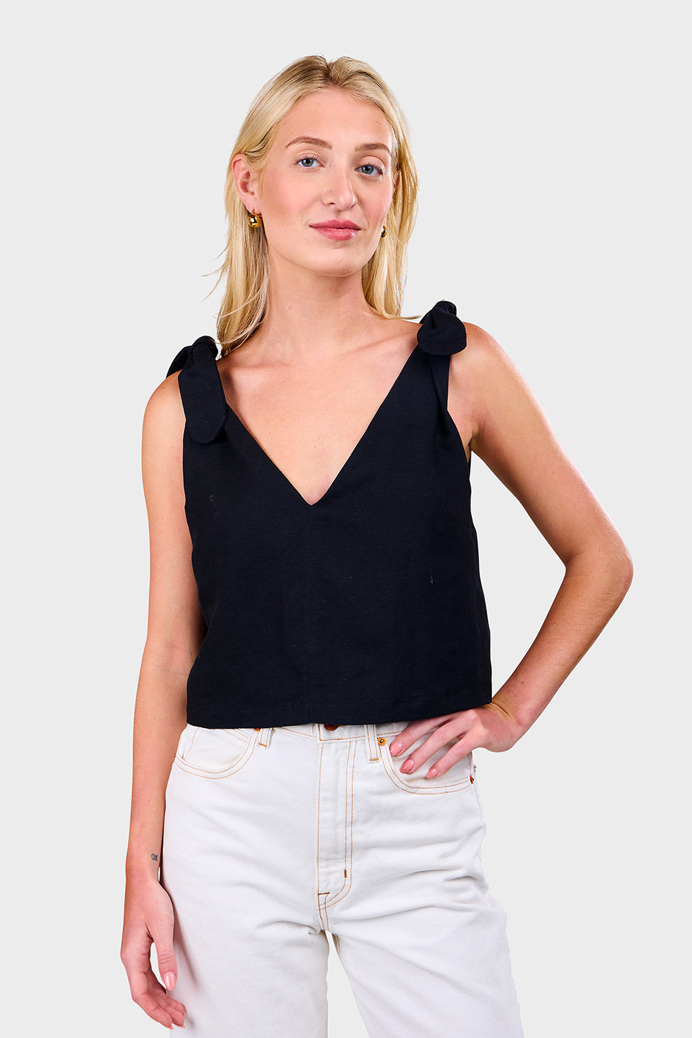 EMERSON FRY hotsell Tie Shoulder Mod Top - Black Linen