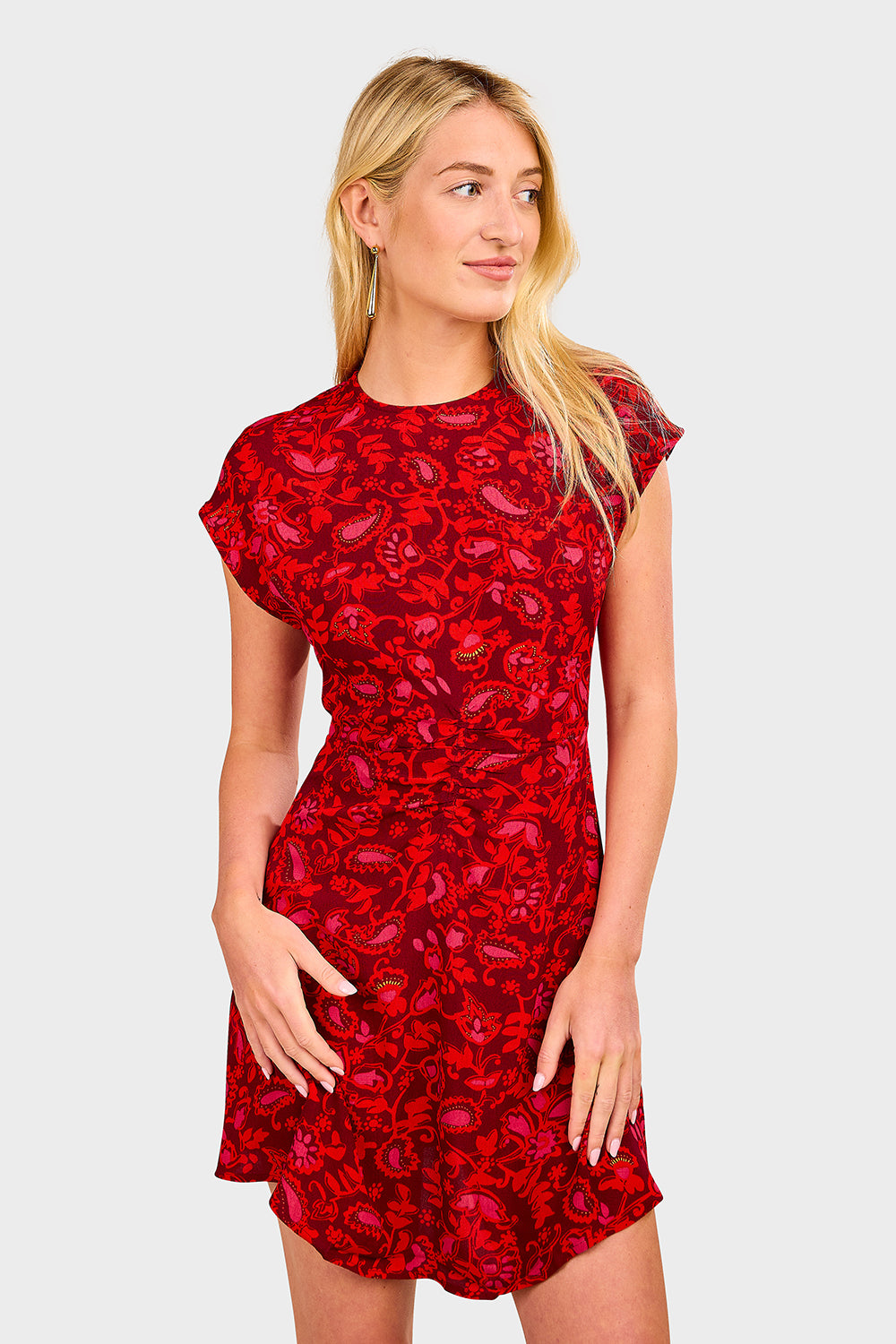 Celestina Mini Dress - Selcetta Paisley Red