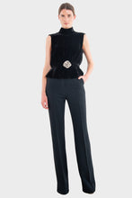 Load image into Gallery viewer, Fleur Velvet Top - Black/Crystal Rose
