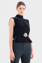 Load image into Gallery viewer, Fleur Velvet Top - Black/Crystal Rose
