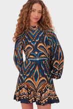 Load image into Gallery viewer, Pineapple Ikat Blue Raglan Mini Dress
