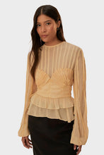 Load image into Gallery viewer, Beige Pleated Bust Blouse
