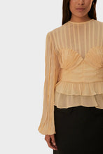 Load image into Gallery viewer, Beige Pleated Bust Blouse
