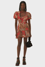 Load image into Gallery viewer, Leopard Paisley Burgundy Mini Dress
