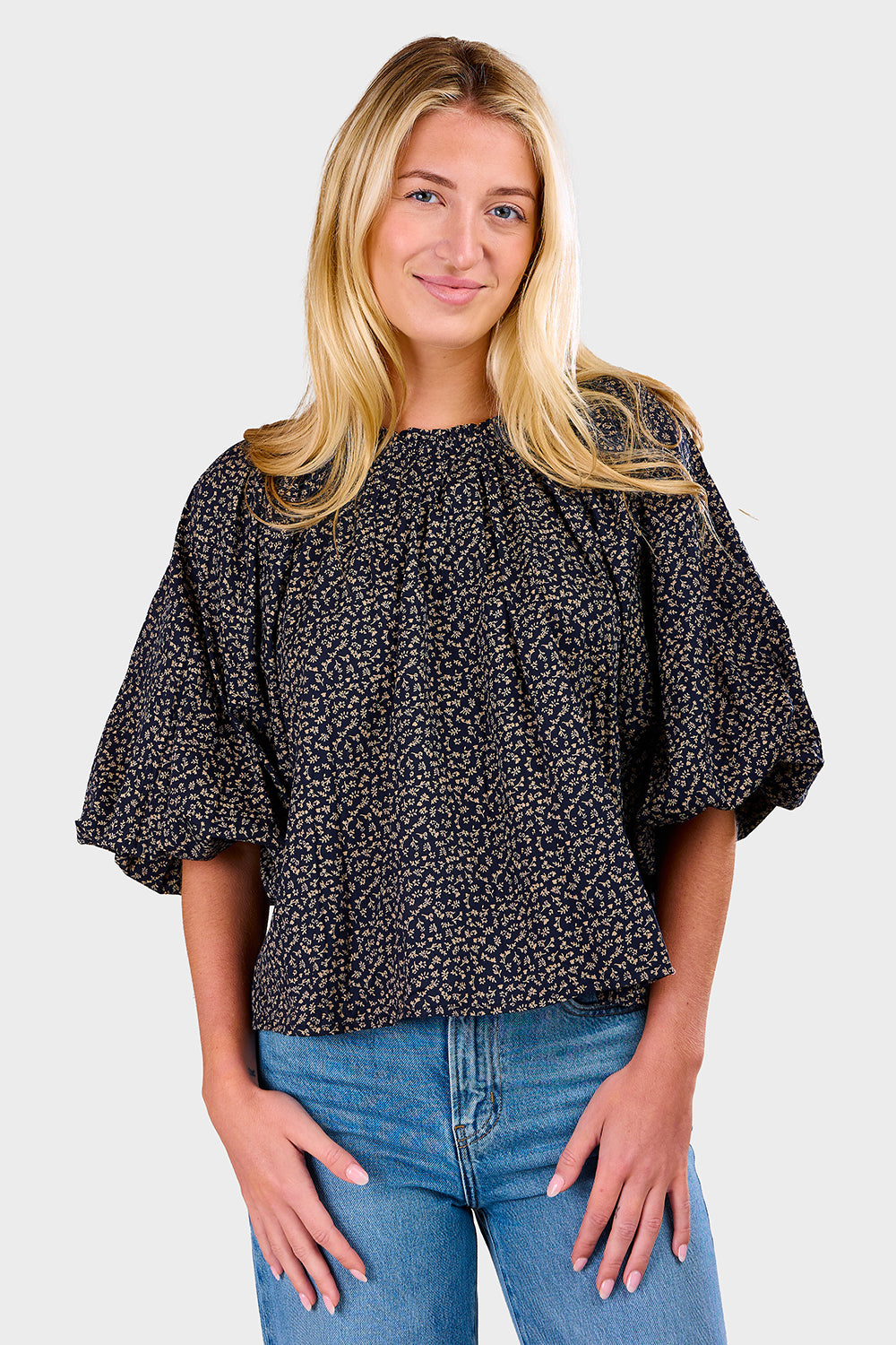 Carla Blouse - Eline Print Black/Beige