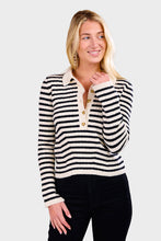 Load image into Gallery viewer, Elliot Stripe Sweater - Ivory &amp; Black Stripe
