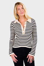 Load image into Gallery viewer, Elliot Stripe Sweater - Ivory &amp; Black Stripe
