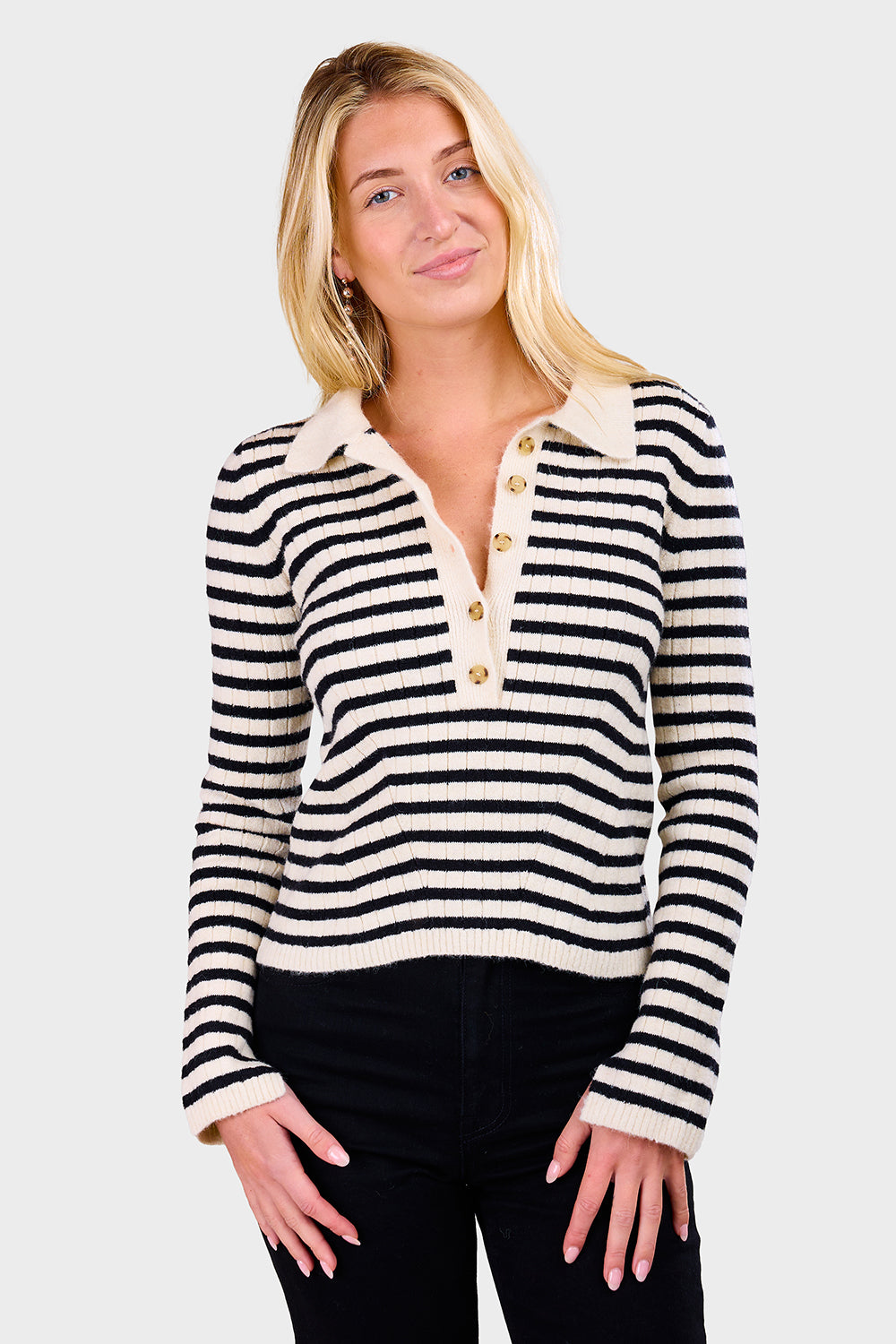 Elliot Stripe Sweater - Ivory & Black Stripe