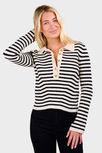 Load image into Gallery viewer, Elliot Stripe Sweater - Ivory &amp; Black Stripe
