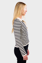 Load image into Gallery viewer, Elliot Stripe Sweater - Ivory &amp; Black Stripe
