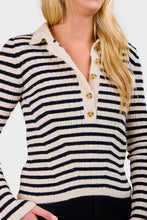 Load image into Gallery viewer, Elliot Stripe Sweater - Ivory &amp; Black Stripe
