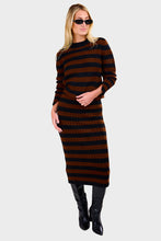 Load image into Gallery viewer, Pia Stripe Tube Skirt - Black &amp; Cocoa Stripe
