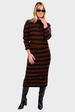 Load image into Gallery viewer, Pia Stripe Tube Skirt - Black &amp; Cocoa Stripe
