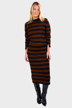 Load image into Gallery viewer, Pia Stripe Tube Skirt - Black &amp; Cocoa Stripe
