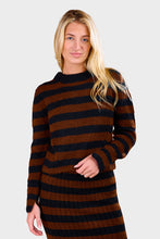 Load image into Gallery viewer, Ava Stripe Sweater - Black &amp; Cocoa Stripe
