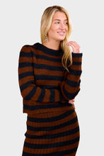 Load image into Gallery viewer, Ava Stripe Sweater - Black &amp; Cocoa Stripe
