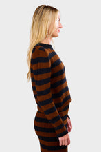 Load image into Gallery viewer, Ava Stripe Sweater - Black &amp; Cocoa Stripe
