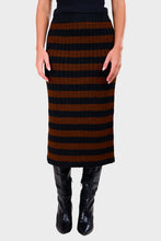 Load image into Gallery viewer, Pia Stripe Tube Skirt - Black &amp; Cocoa Stripe
