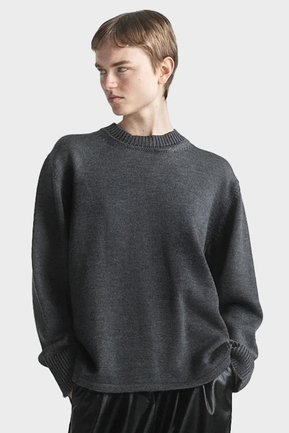 0145 Oversized Knitted Sweater - Dark Grey