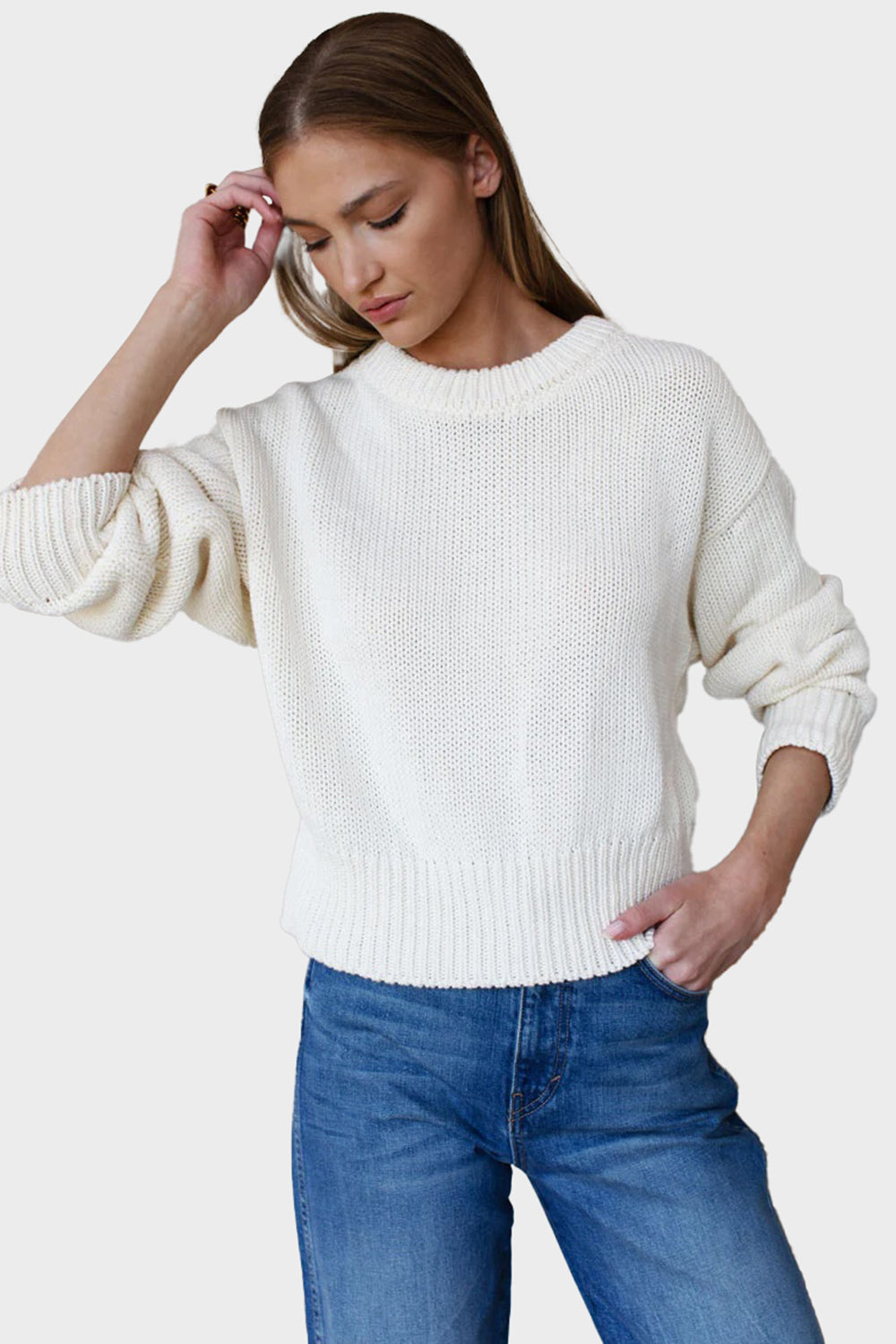 Cozy Cotton Sweater - Ivory Organic