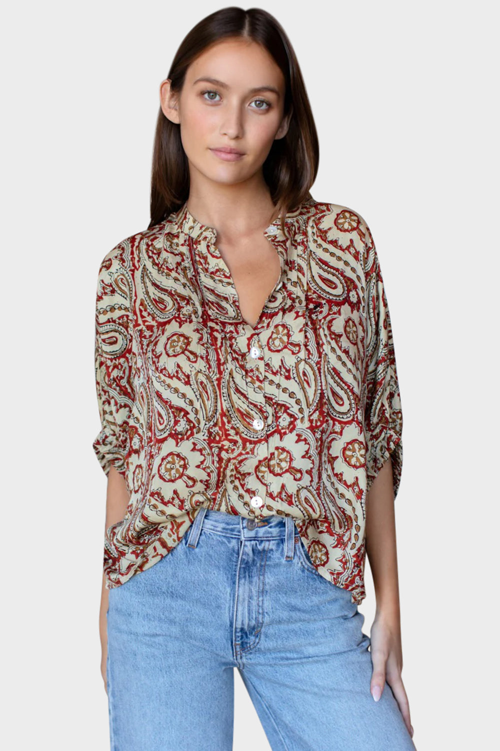 Mandarin Collar Top - Batik