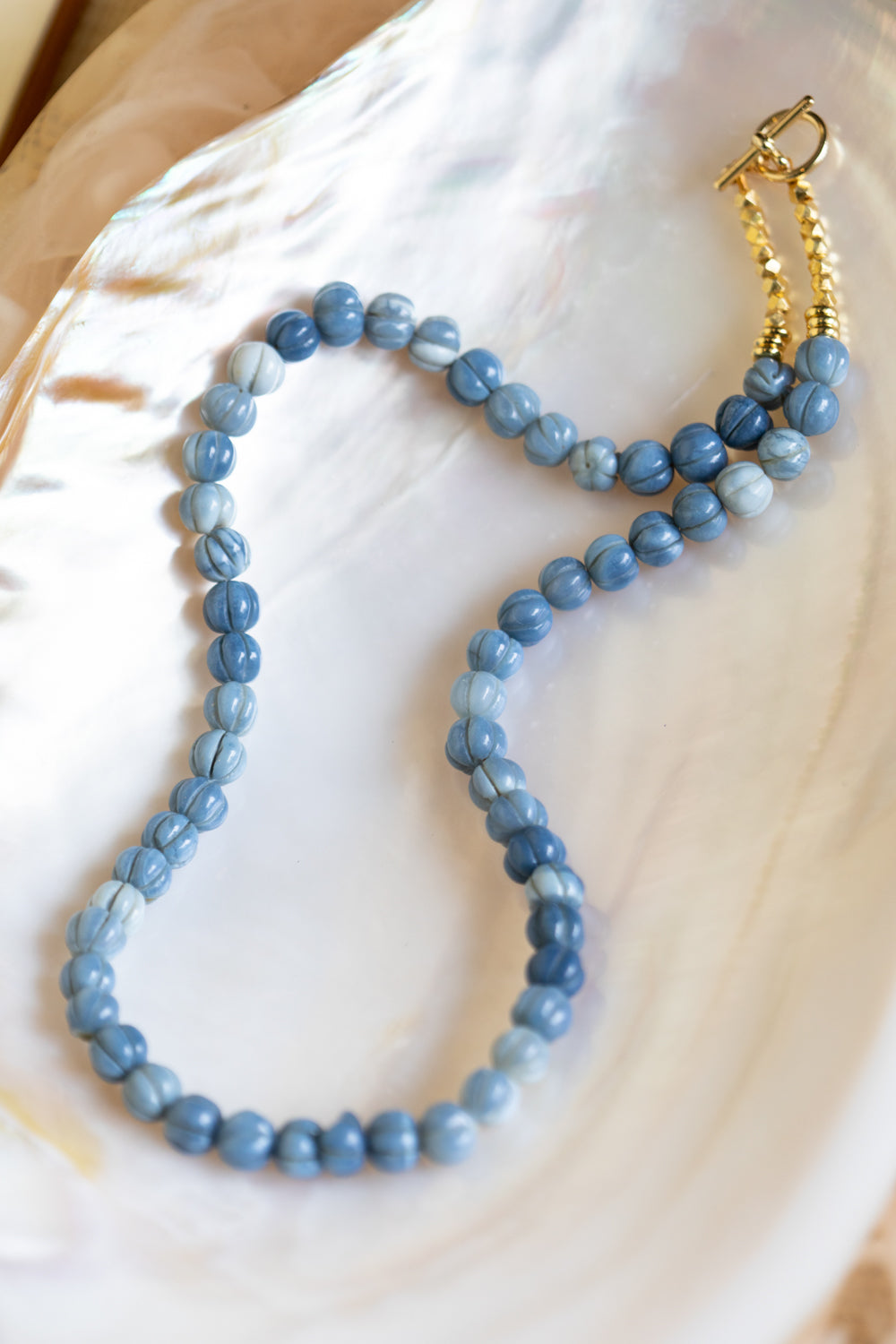 Cornflower Blue Opal Rondelle Candy Necklace