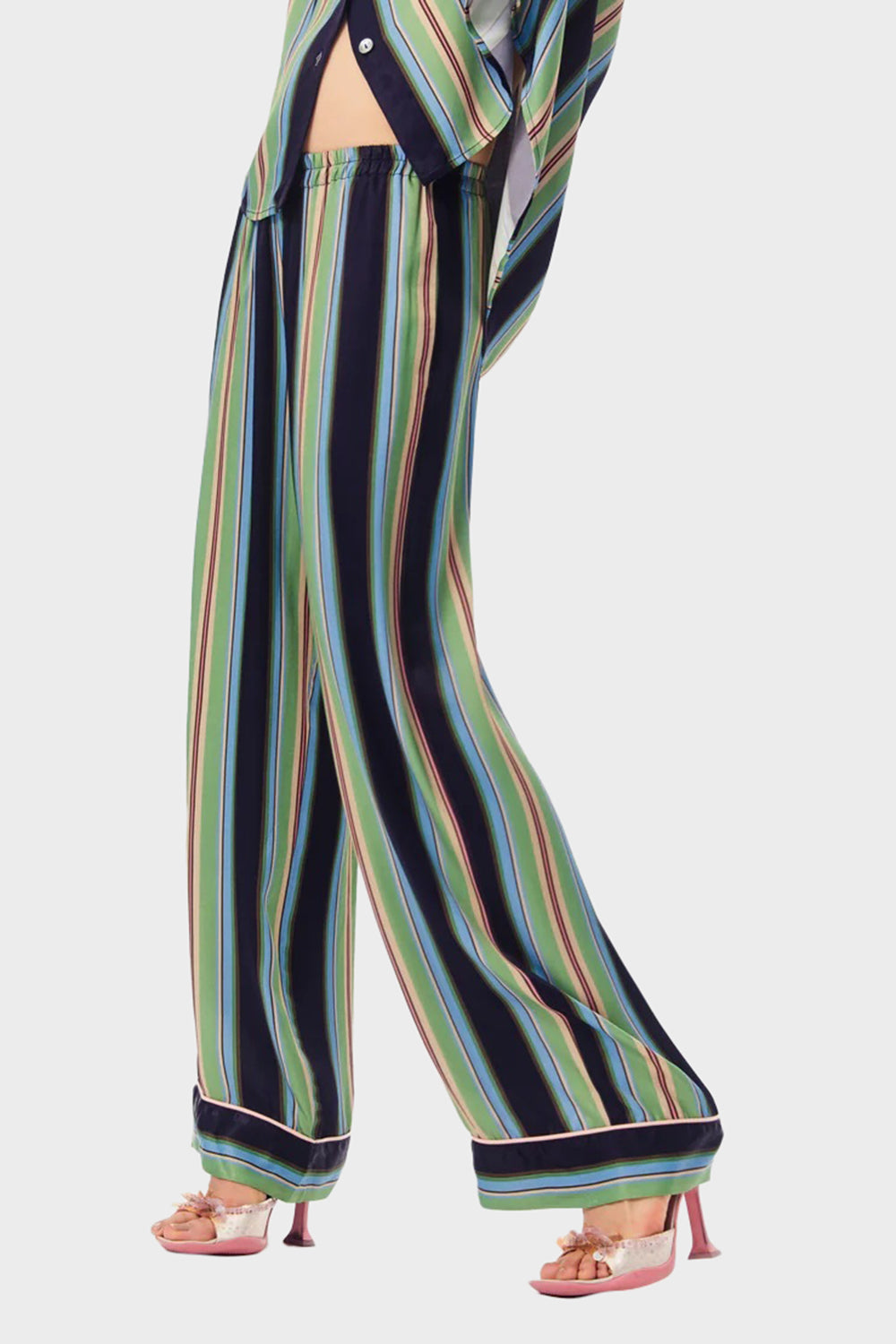 Pastelle Oversized Pants - Teal Stripes