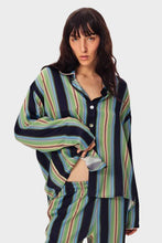 Load image into Gallery viewer, Pastelle Oversized Shirt - Teal Stripes
