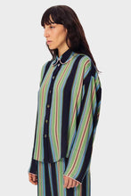 Load image into Gallery viewer, Pastelle Oversized Shirt - Teal Stripes
