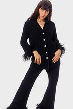 Load image into Gallery viewer, Party Pajama Set with Detachable Feathers - Black
