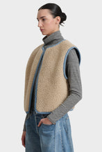 Load image into Gallery viewer, Reversible Reworked Vintage Denim and Sherpa Vest - Oatmeal Sherpa
