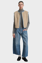 Load image into Gallery viewer, Reversible Reworked Vintage Denim and Sherpa Vest - Oatmeal Sherpa
