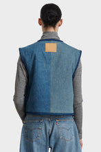 Load image into Gallery viewer, Reversible Reworked Vintage Denim and Sherpa Vest - Oatmeal Sherpa
