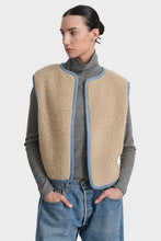 Load image into Gallery viewer, Reversible Reworked Vintage Denim and Sherpa Vest - Oatmeal Sherpa
