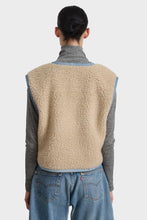 Load image into Gallery viewer, Reversible Reworked Vintage Denim and Sherpa Vest - Oatmeal Sherpa
